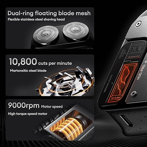 Miniatura 2 de PAXA Mini afeitadora eléctrica para hombres, maquinilla de afeitar eléctrica de 9000 rpm para hombres, afeitadora magnética de doble cabezal