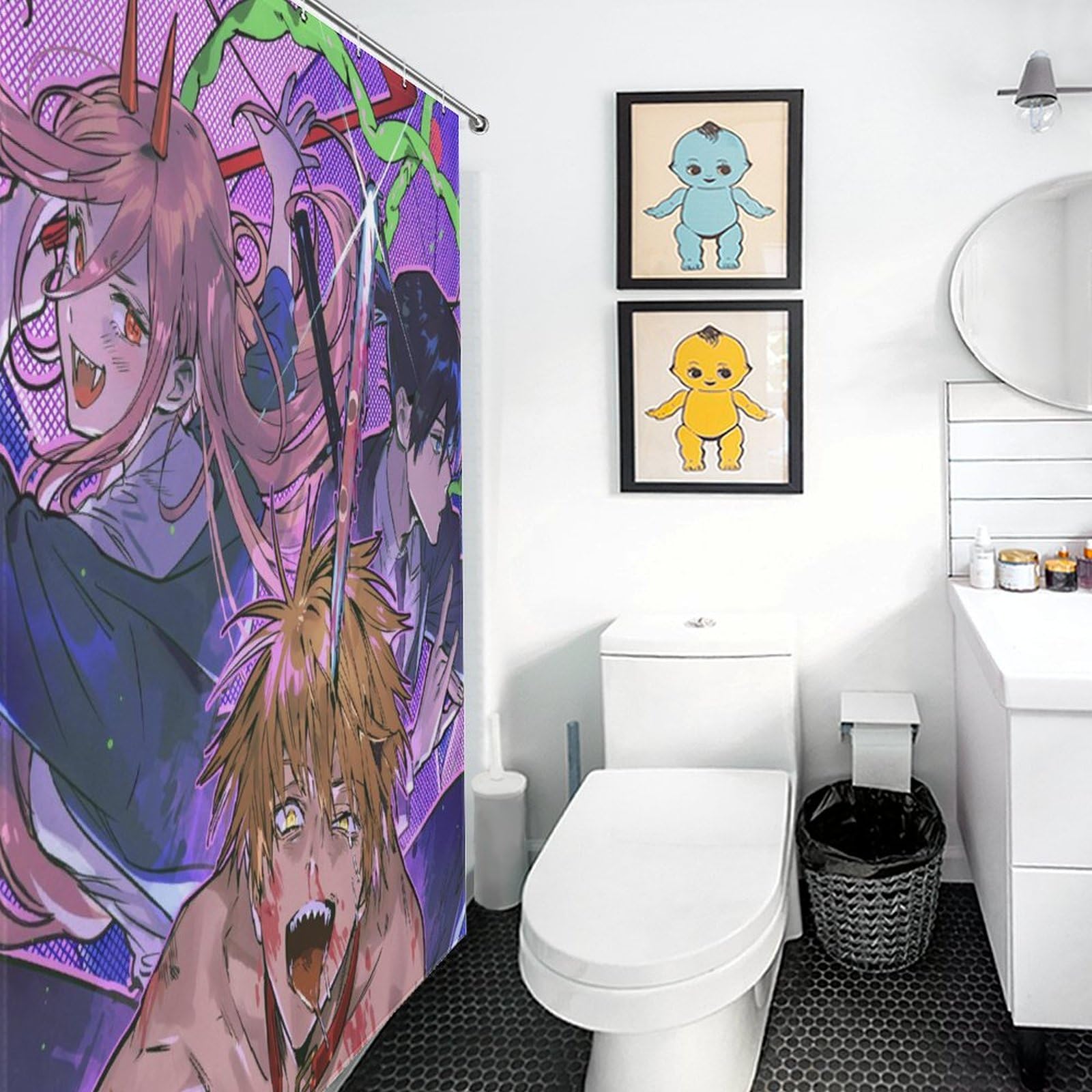 Amazon｜シャワーカーテン チェンソーマン デンジ パワー 秋 72x72Inch