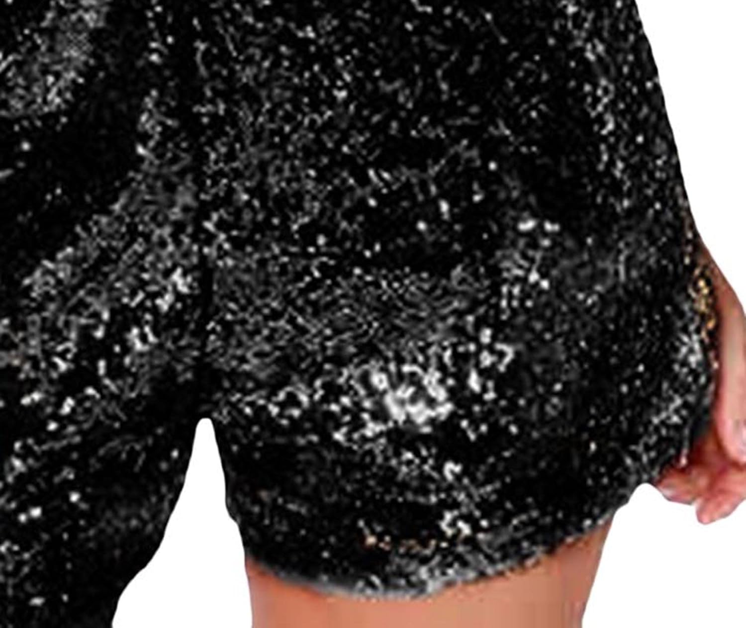 SEMATOMALA Women's Sequin Party Clubwear Romper Shiny Wrap V Neck Shorts Jumpsuit Deep V Neck Long Sleeve Disco Dance Outfits - Image 5