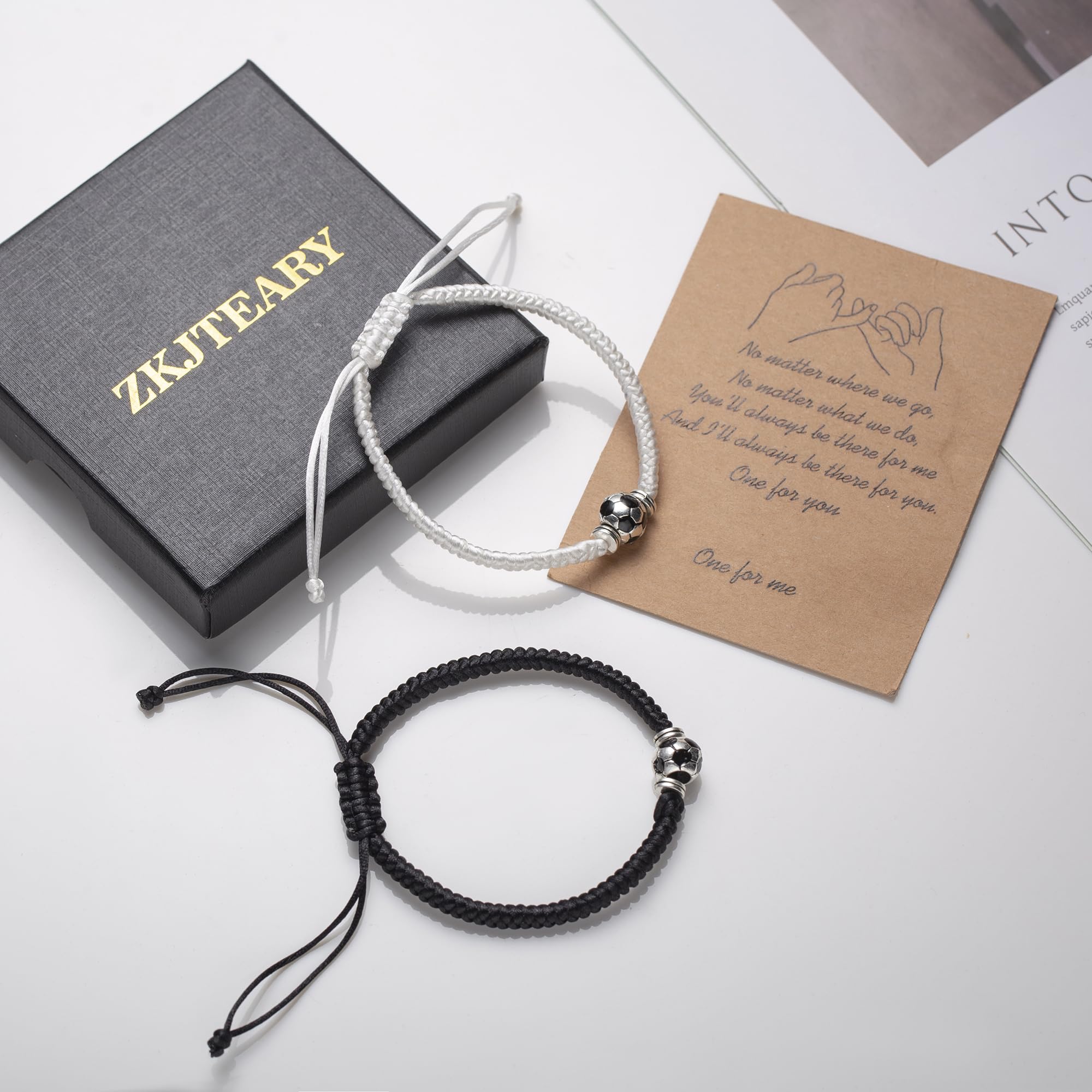 2Pcs soccer bracelets for women men soccer gifts for women men soccer accessories soccer stuff black white friendship bracelets soccer jewelry adjustable sport bracelets for fans christmas gifts for soccer players