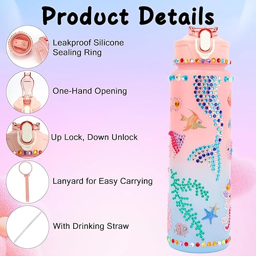 Miniatura 3 de Decora tus propios kits de botellas de agua para niñas de 4 a 12 años, calcomanías de gemas para botellas de agua para manualidades, suministros de