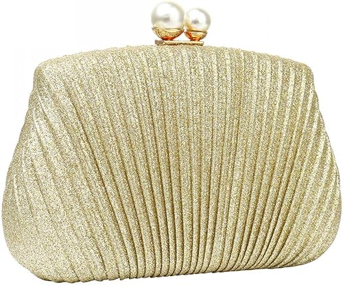 Bolsos de mano para mujer elegantes perlas de noche para boda cóctel fiesta bolso de mano Negro, Oro, Rosa/Rebel Fun., Plateado