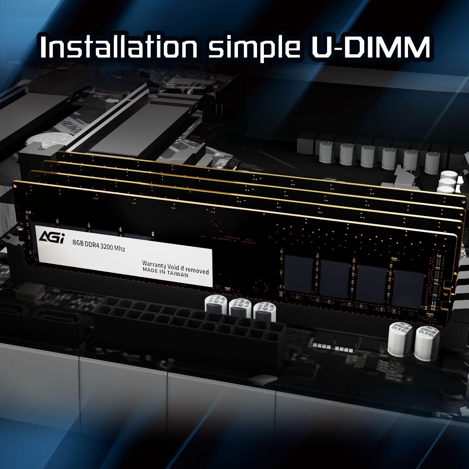 AGI UD138 32GB Kit 2x16GB RAM DDR4 288 Pin 3200MHz U-DIMM per PC | Latenza CL22, specifica Non-ECC. Kit di memoria per aggiornamento computer fisso desktop e pc gaming