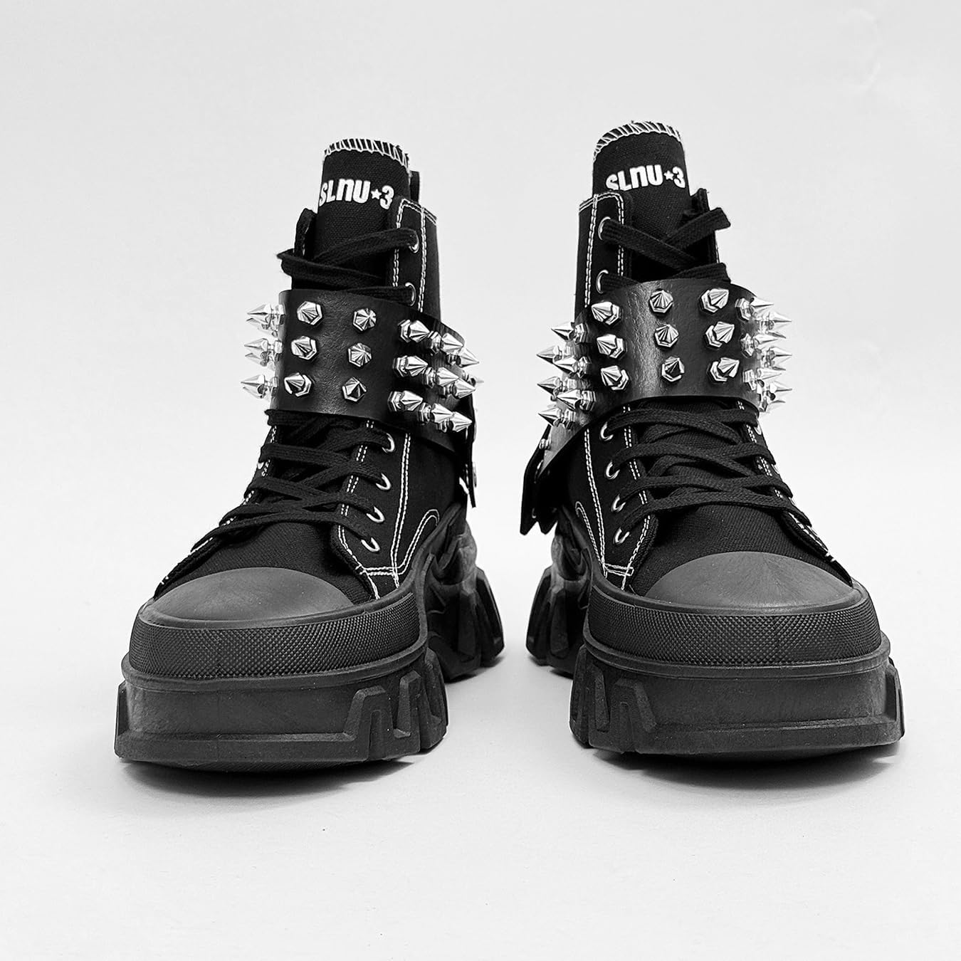 Men's Punk Ankle Boots Casual Breathable Canvas Lace-Up Combat Motorcycle Boots for Daily Wear