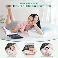 Vista 2 de Almohada cervical para soporte de cuello y hombros, almohadas ergonómicas de contorno de espuma viscoelástica con doble altura ajustable y funda