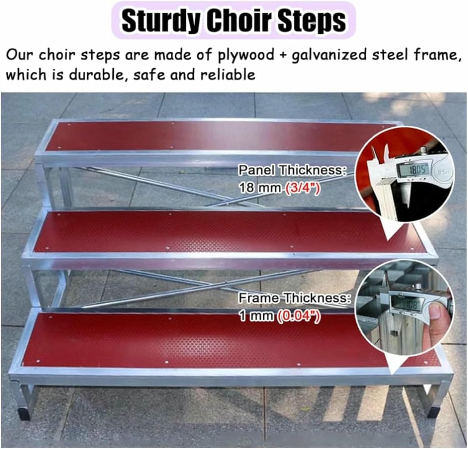 Suelo modular para escenario, escalones antideslizantes para coro, plataformas ecológicas para escuelas e iglesias