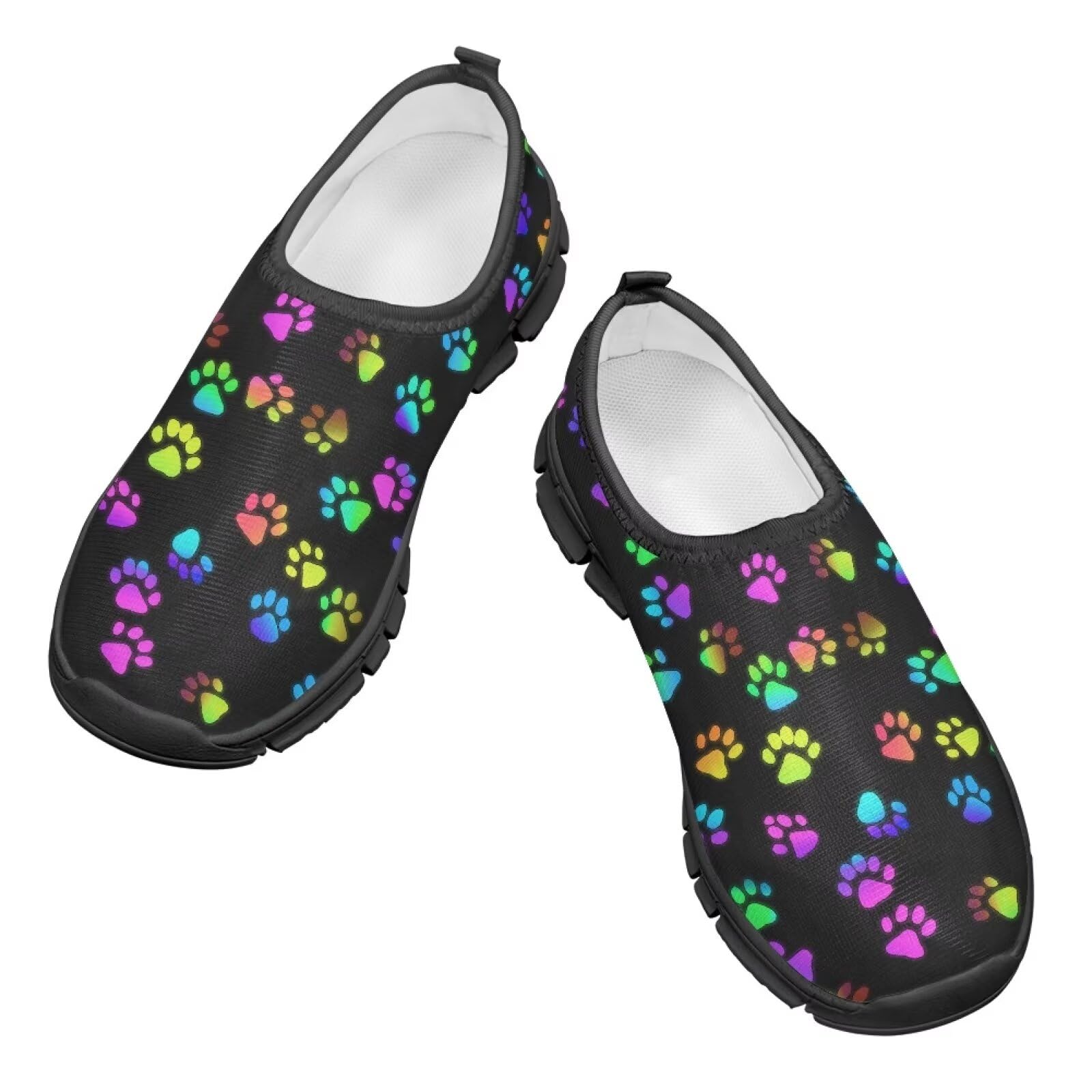 Doojoayie Paw Prints Running Shoes for Boys Size 1 Big Kids Slip On Sneakers Breathable Summer Tennis Shoes for School Boys Fancy Athletic Bowling Shoes Non Slip