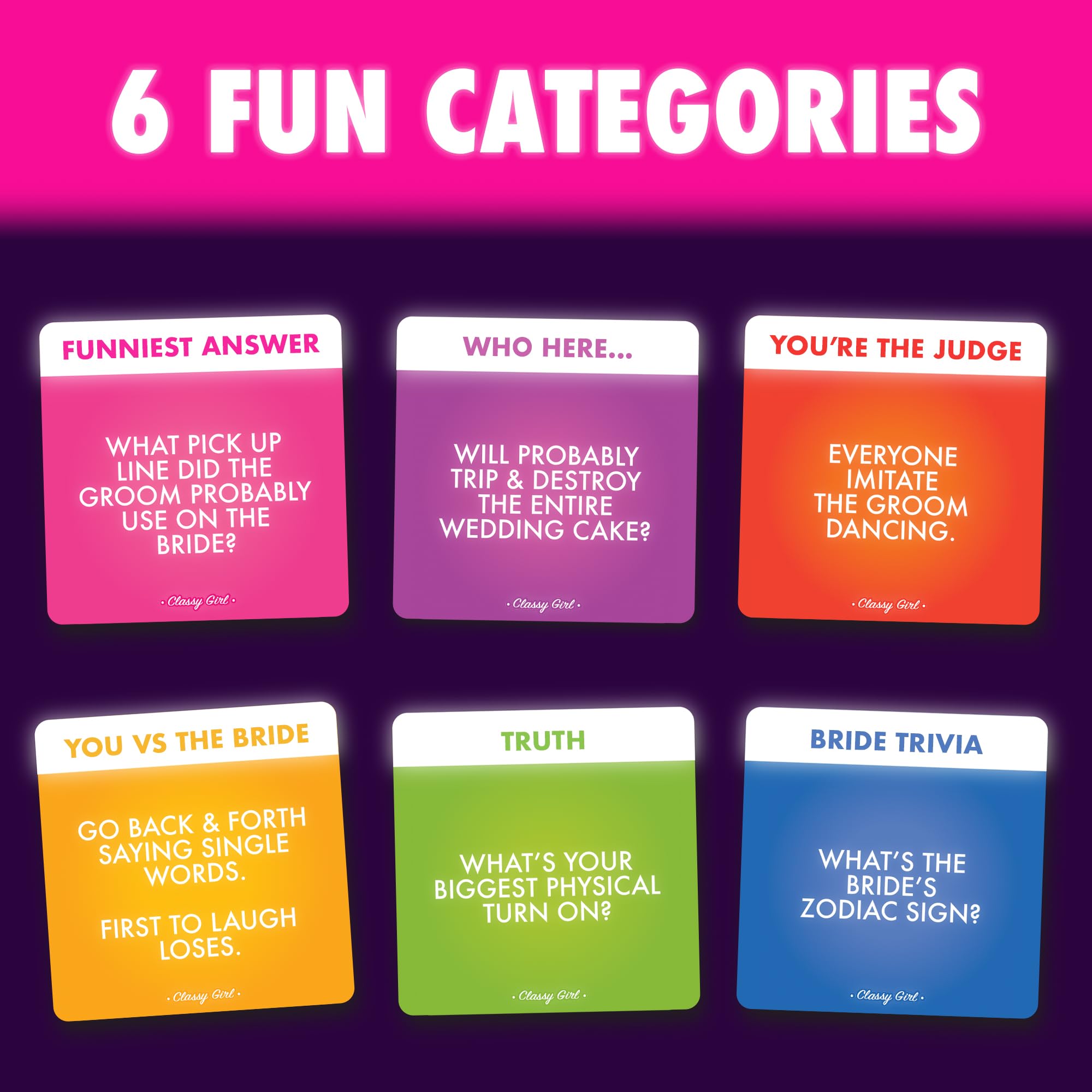 Classy Girl Bachelorette Party Game - 240 Funny Q&A Cards For Bridal Showers