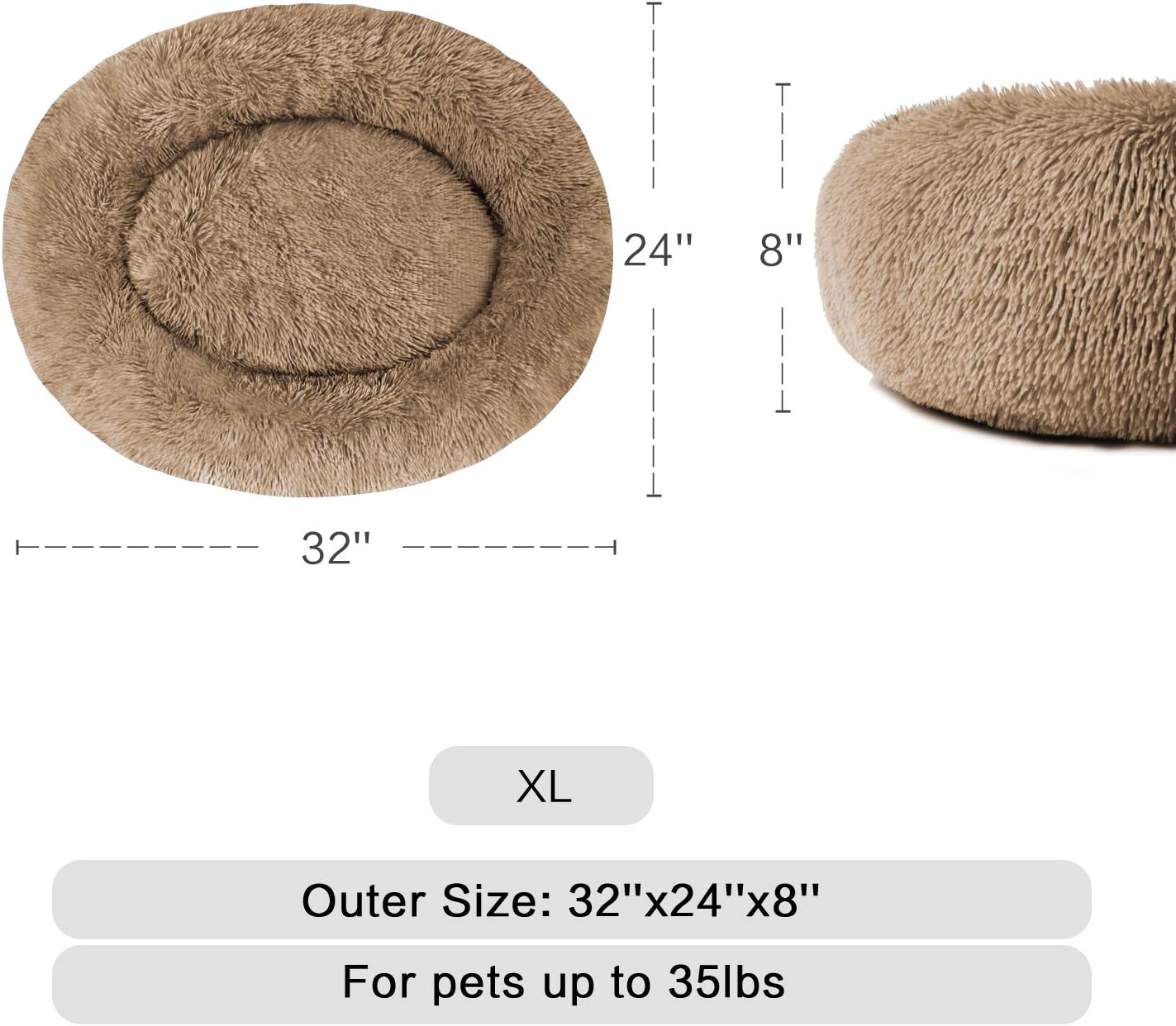 Comfortable Round Plush Dog Beds, Calming Dog Bed for Small Medium and Large Dogs - XL : Pet Supplies