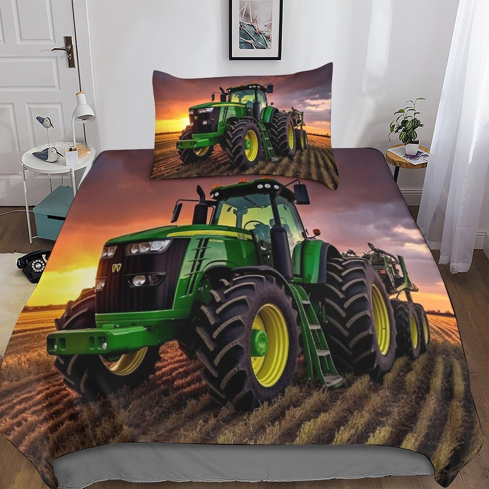 Tractors Duvet Cover Per Ragazzi E Ragazze Set Copripiumino Confortevole Traktoren Biancheria Da Letto Lussuoso Bedding Set Colorato Set Di Biancheria Da Letto Single（135x200cm）