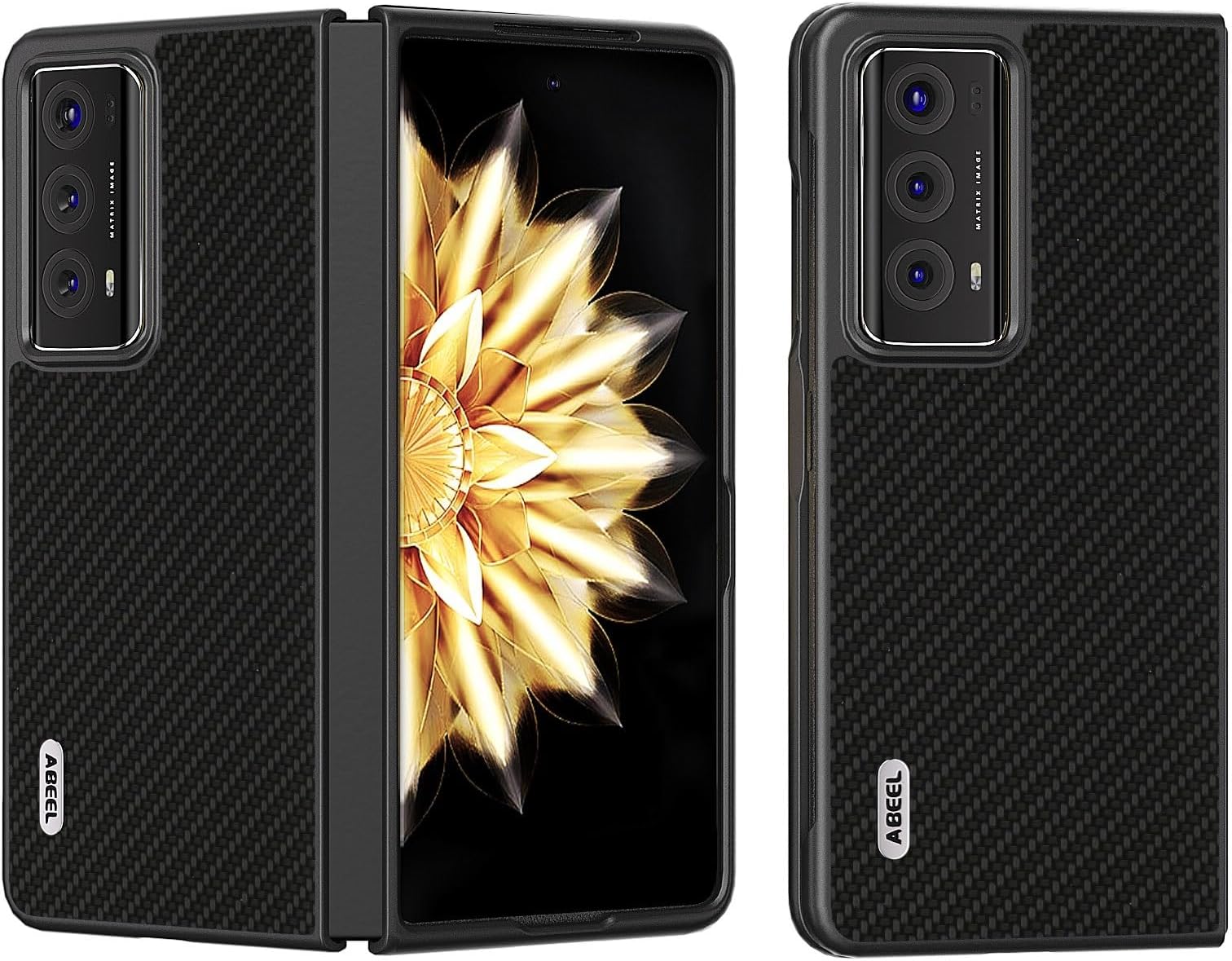 Phone Back Cover Case Compatible with Huawei Honor Magic V2 Leather Case, Carbon Fiber Texture Hard Back Cover Protective Phone Case Slim Fold Case Anti-Drop Cover Compatible Compatible with Huawei Ho