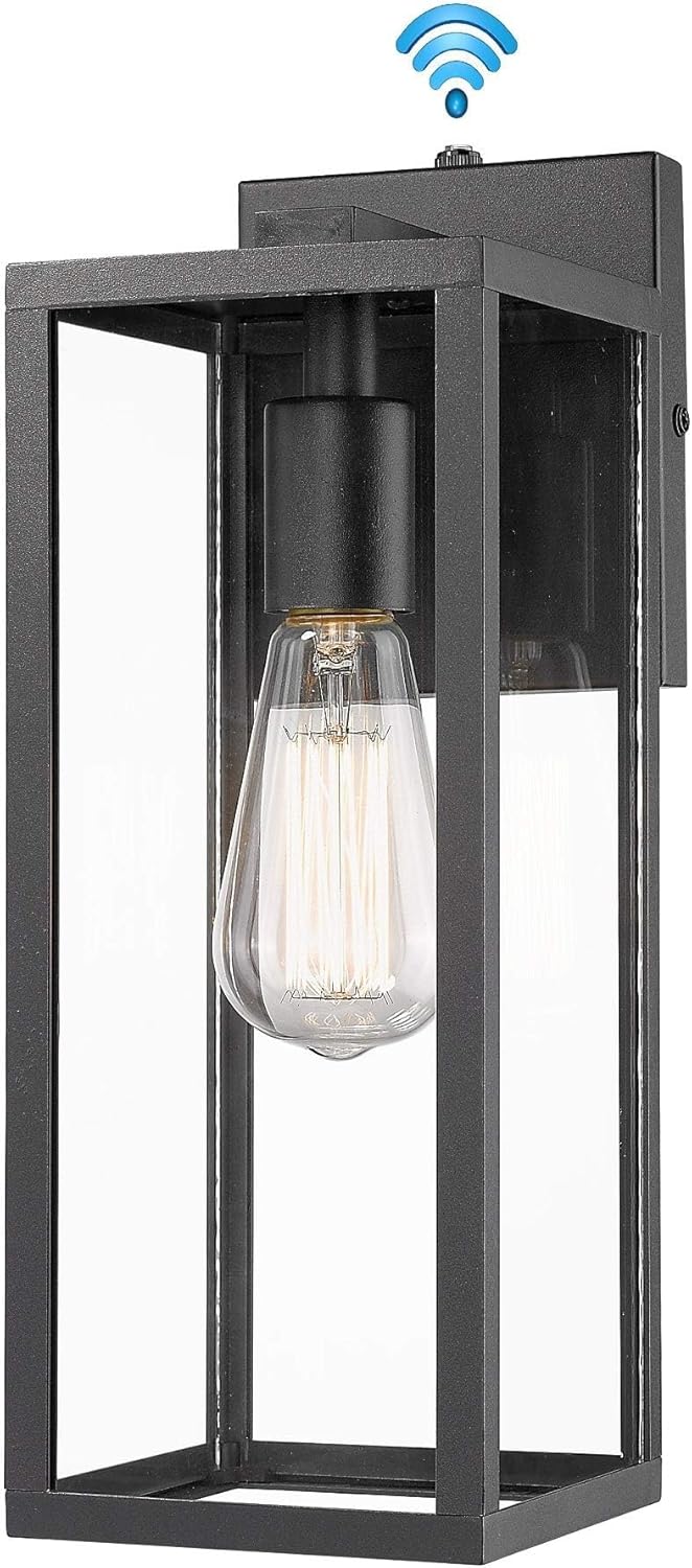 Bestshared Dusk to Dawn Sensor Outdoor Wall Lantern, Wall Sconce, Exterior Wall Lights, Wall Mount Lighting Fixture in Black Finish