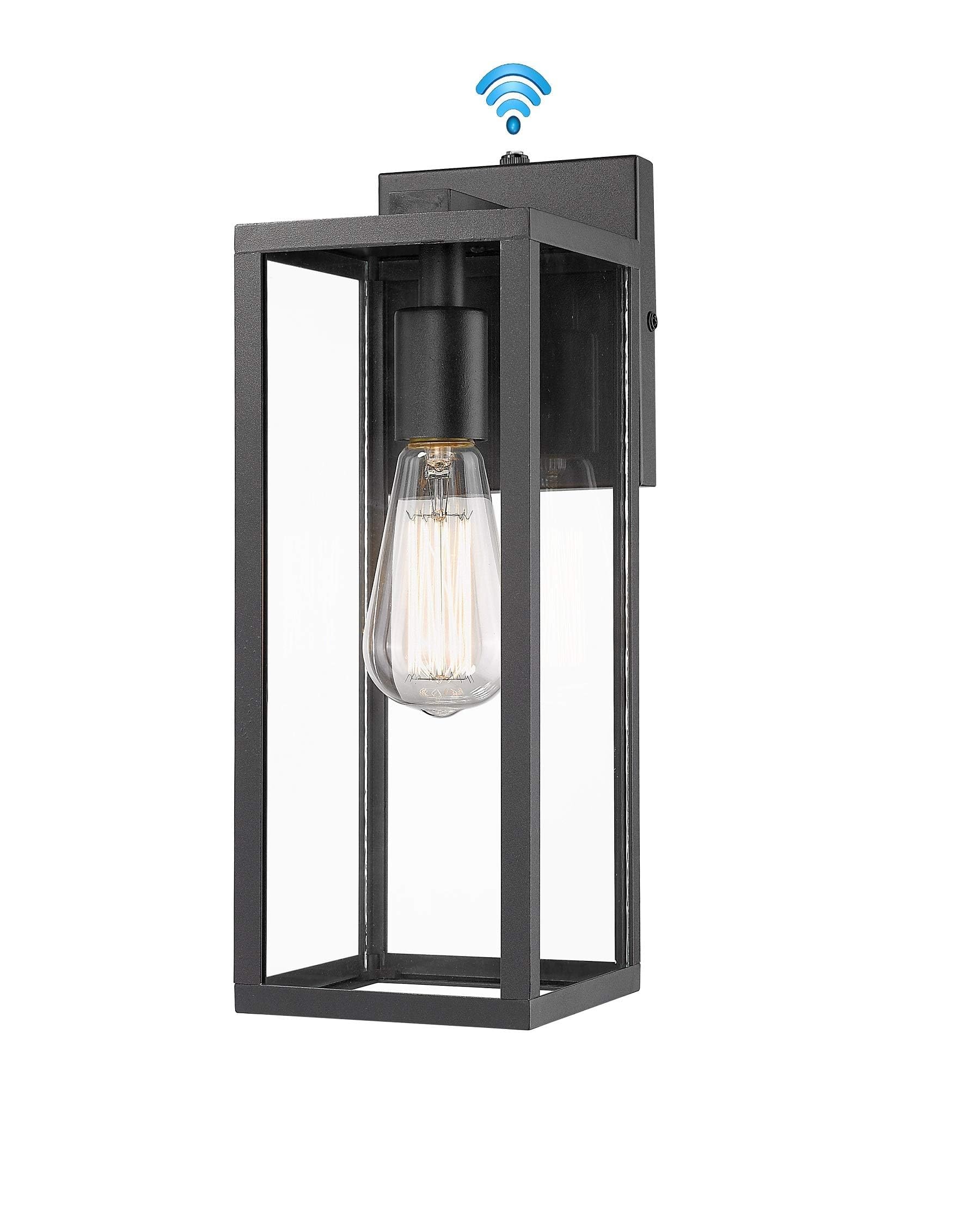 Bestshared Dusk to Dawn Sensor Outdoor Wall Lantern, Wall Sconce, Exterior Wall Lights, Wall Mount Lighting Fixture in Black Finish