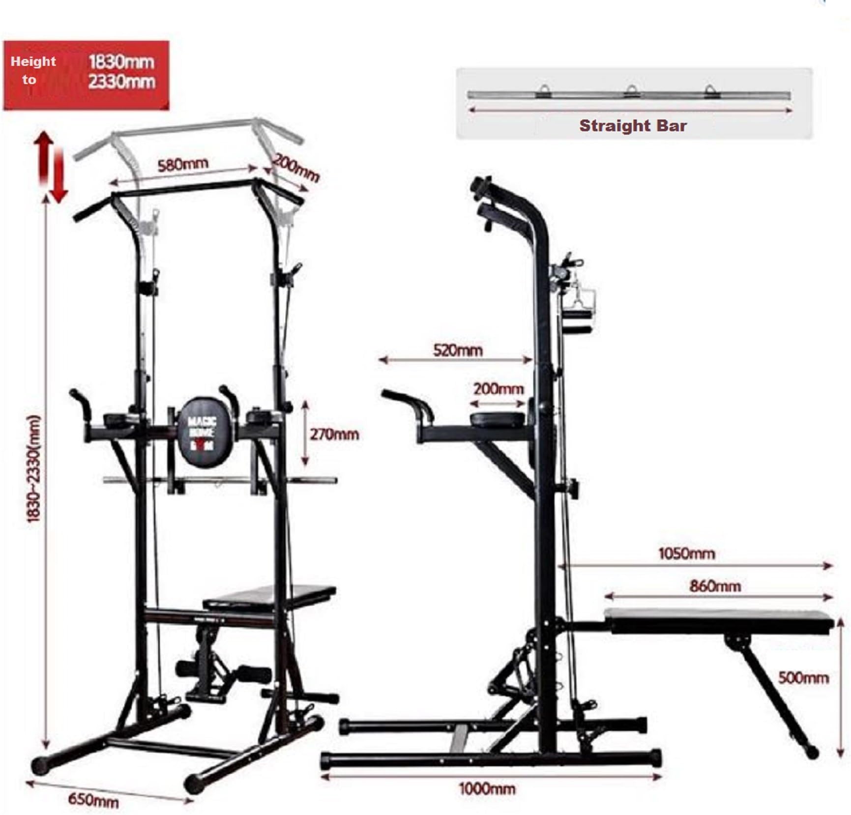 Iron Jack All in one Multifunctional VKR Pull Up Power Tower Chin Up Raise Station Bench Set