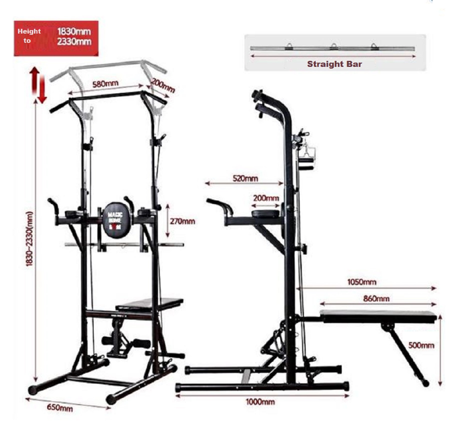 Iron Jack All in one Multifunctional VKR Pull Up Power Tower Chin Up Raise Station Bench Set