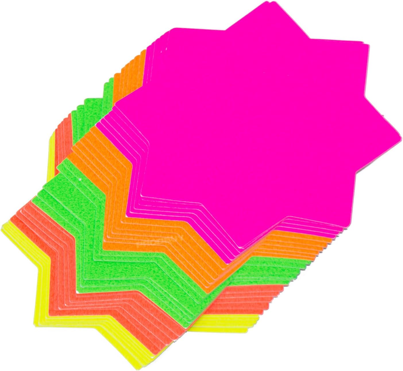 [Pack of 60] Fluorescent Flash Stars 4" Shop Retail Price Signs Sale Cards Notices Neon