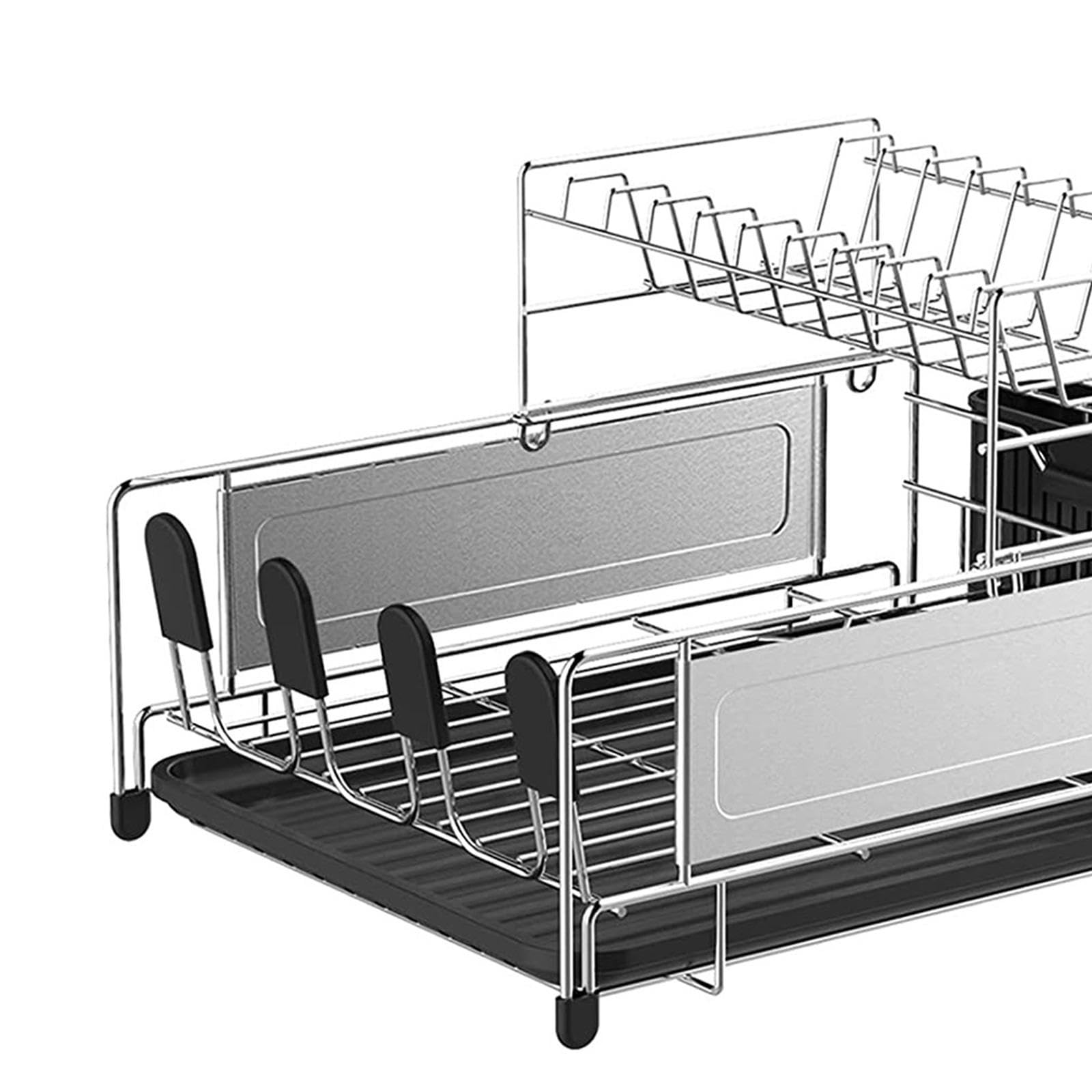 Escurridor de Platos Soporte para Vajilla Estante Portacubiertos Portavasos Base Removible Estructura de Acero Inoxidable Adecuado para Secado Utensil