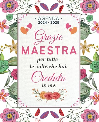 Regalo Maestra: Agenda Settimanale 2024-2025 | Regali per l'Insegnante di Asilo Nido | Grande registro da Agosto 2024 a Luglio 2025: 2 pagine = 1 settimana