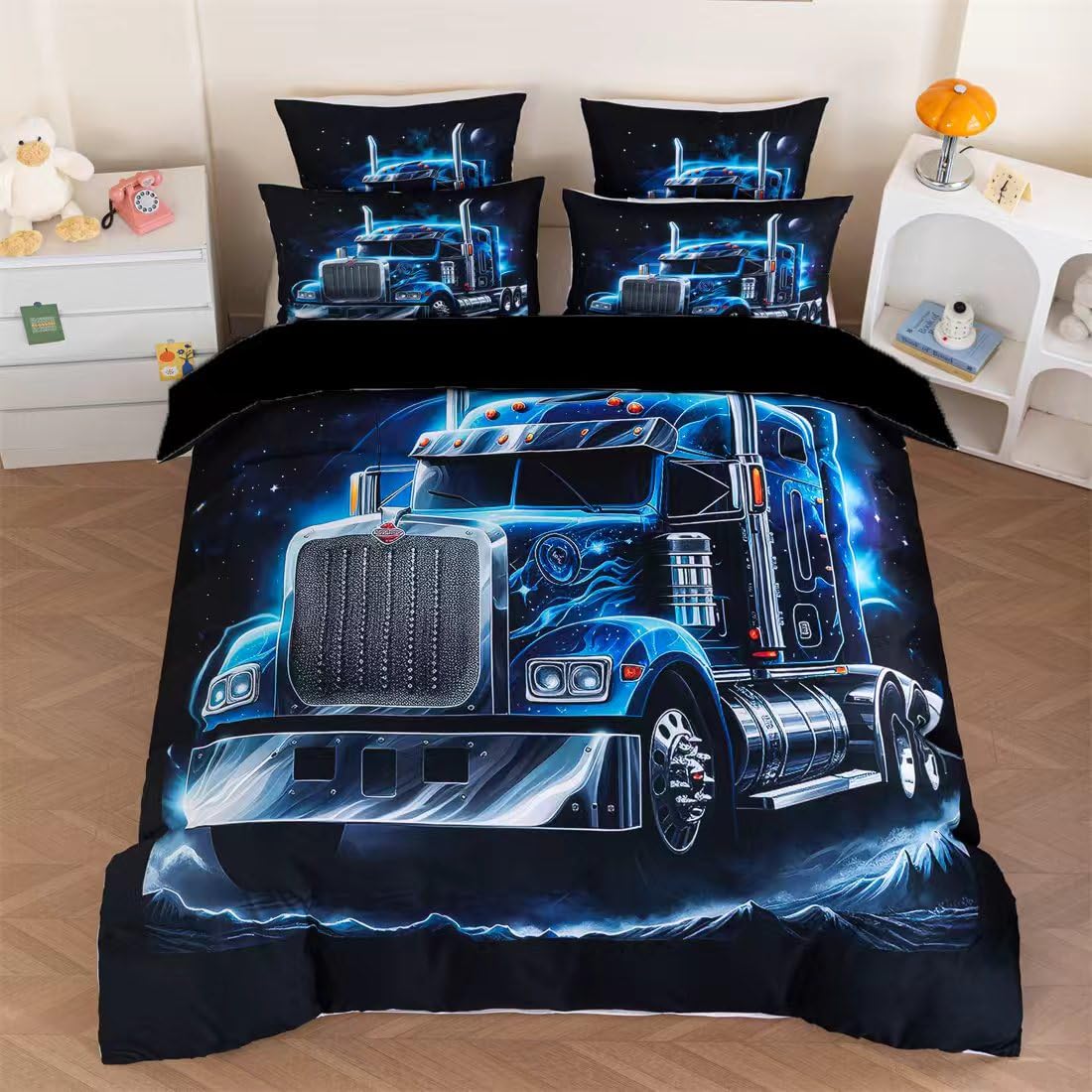 ZHDEDSP Truck Single Duvet Cover Set, 135cm x 200cm, Includes Pillowcases