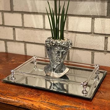 Spiegeltablett rechteckig mit edler Umrahmung Länge ca. 37 cm Breite ca. 25 cm Silber/transparent