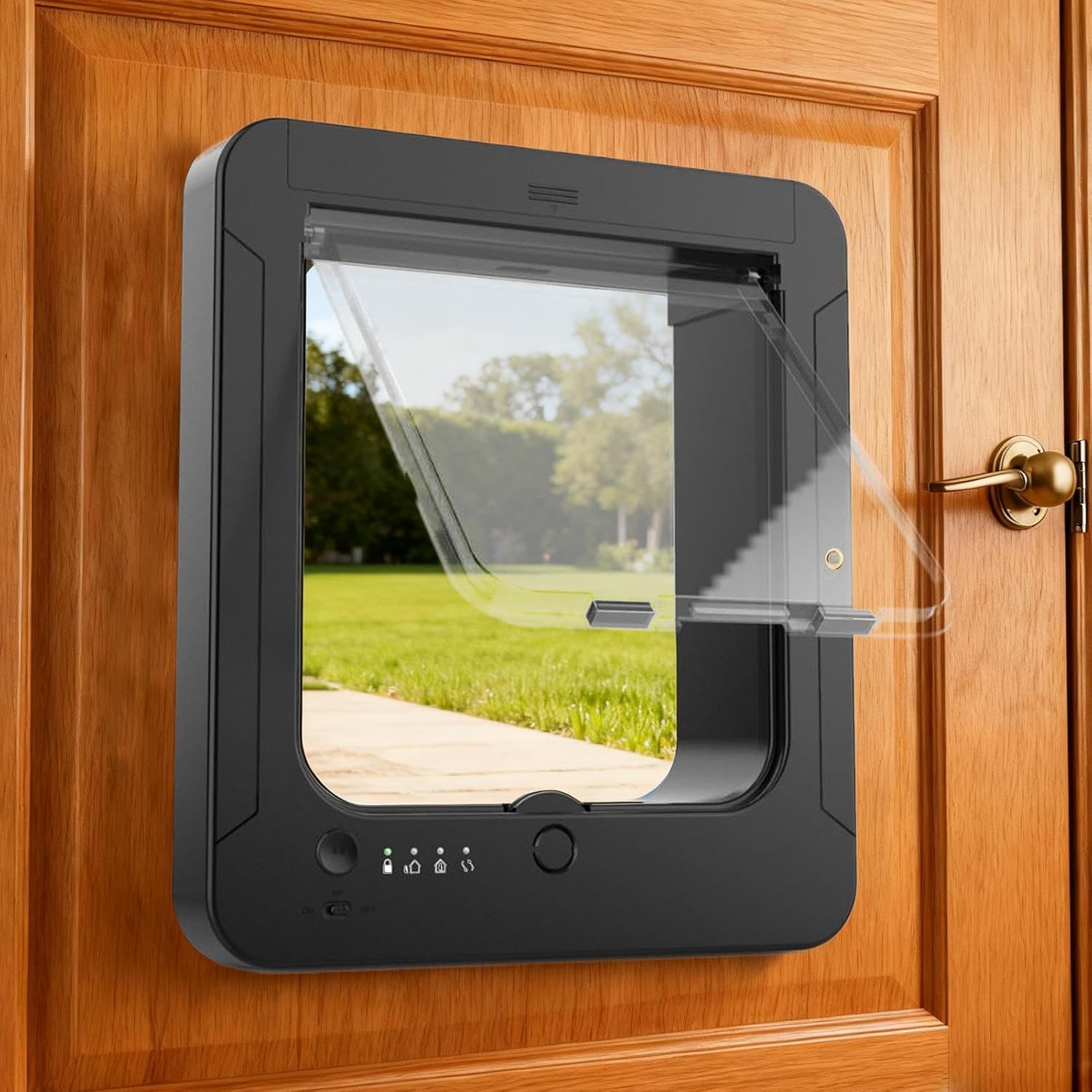 マイクロチップ ペットドア - スマート 猫用ゲート リモコンと2つのセンサー首輪付き - 制御可能出入り犬用ゲート | 屋内屋外