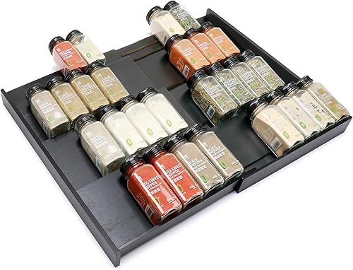Miniatura 8 de Organizador de cajones de especias de bambú, (necesita cajón de 3.1 pulgadas de profundidad), estante de especias expandible de 4 niveles para