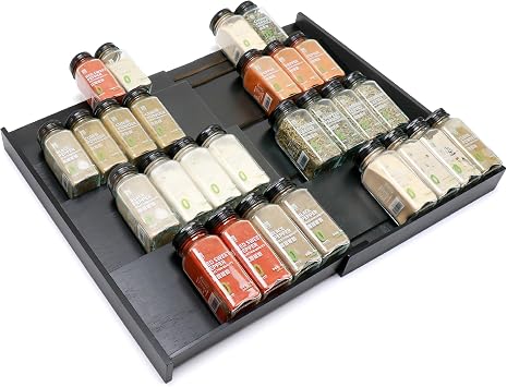 Bamboo Spice Drawer Organizer, 4-Tier Spice Rack for Cabinet