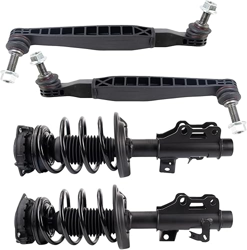 Miniatura 499 de TRQ Kit de suspensión delantera, conjunto de amortiguadores y resortes, barra estabilizadora, enlace estabilizador compatible con Chevrolet