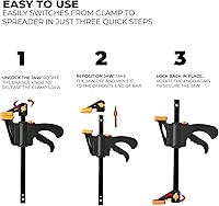 Vista 3 de Black Duck Brand Abrazadera de agarre rápido de 6 pulgadas, se convierte en esparcidor de 12 pulgadas