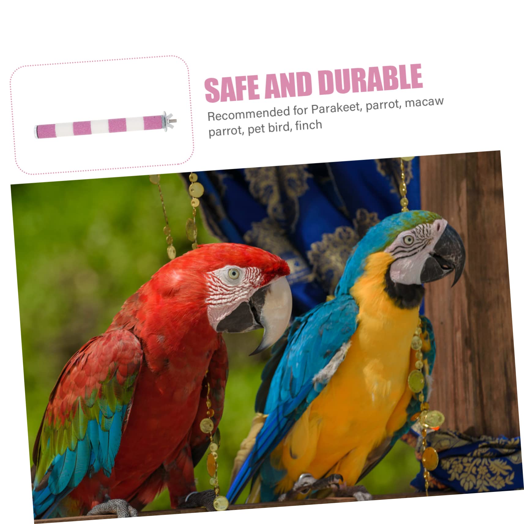 Mikikit Parrot Perch Durable Scratching Stick for Birds Bird Stand and Claw Grinding Rod for Parakeets Cockatiels and Parrots Easy to Install