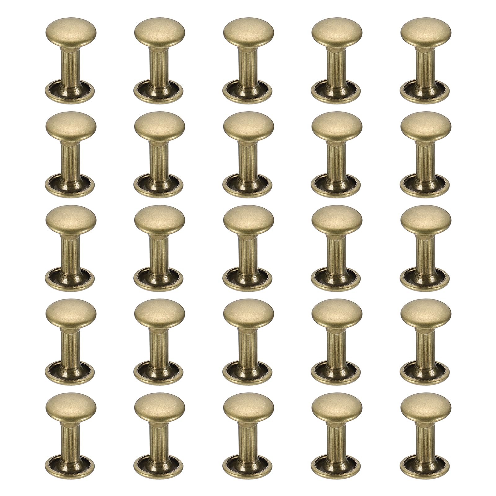 PATIKIL Leather Rivets, 160Sets Carbon Steel Double Cap Rivet Kits Craft Replacement Accessories for Handbags Belts Clothes Shoes, Coppery (8 x 10 Mm)