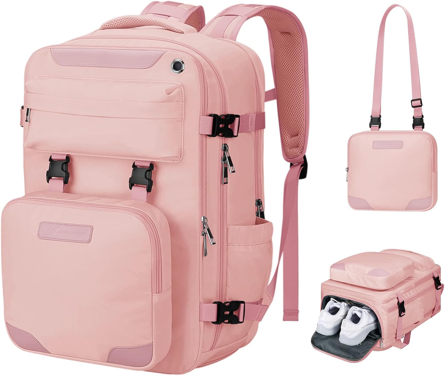 Maelstrom Travel Backpack for Women Men, 2 in 1 Crossbody Bag Laptop Backpack Fits 15.6-17.3 Inch Laptop, 26L Work/Nurse/Teacher Bag, Carry On Backpack with Shoe Compartment, Pink Maelstrom Travel Backpack for Women Men, 2 in 1 Crossbody Bag Laptop Backpack Fits 15.6-17.3 Inch Laptop, 26L Work/Nurse/Teacher Bag, Carry On Backpack with Shoe Compartment, Pink