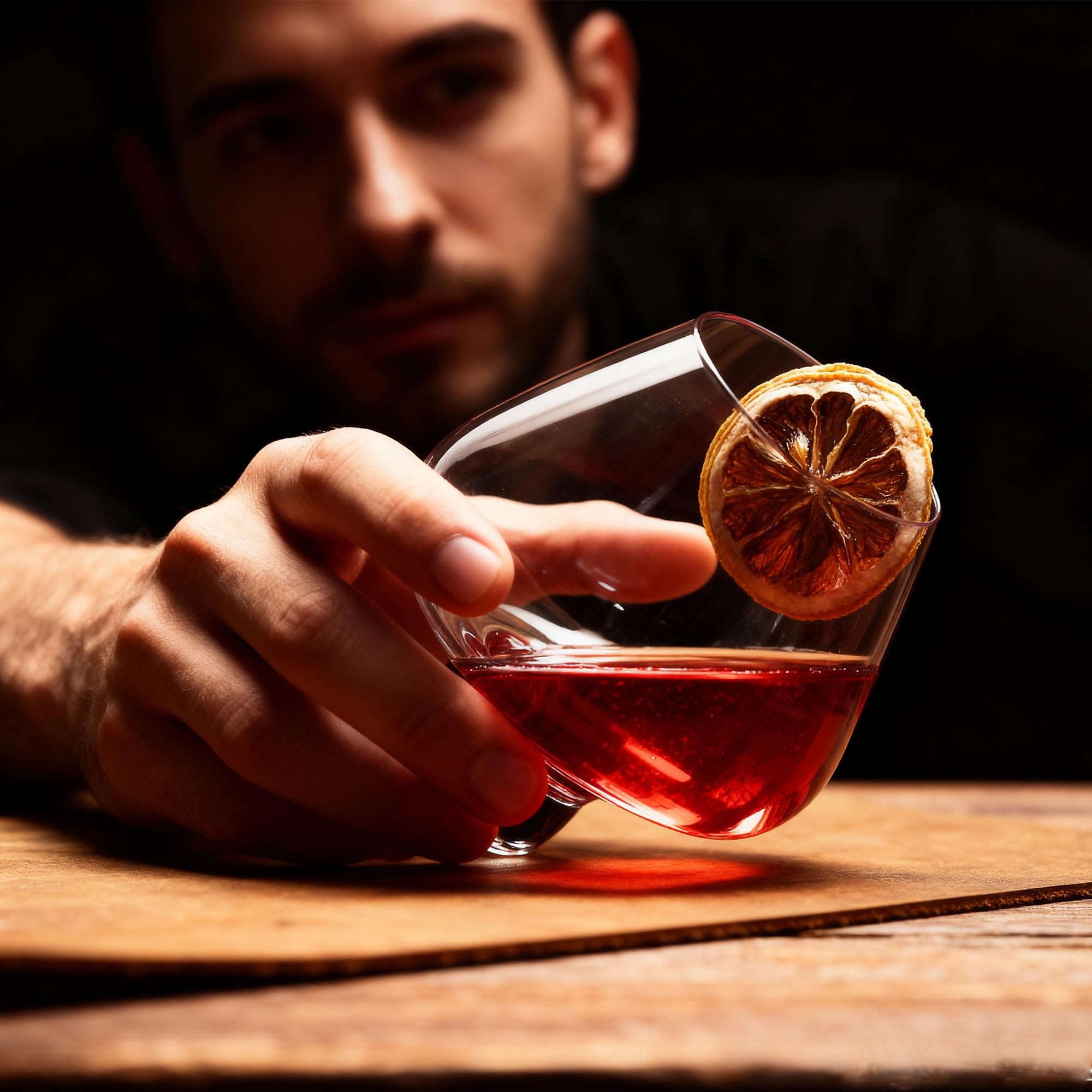 FAHIMEH Bicchieri Whisky Rum Cognac vino Cristallo Rotanti Senza Stelo Degustazione Vetro Inclinati Liquore brandy Cocktail Tumbler Grappa Bicchiere Personalizzato Regalo Set da 6pc 200ml