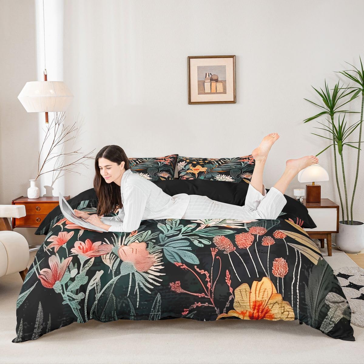 Homewish Kwiatowy król pościel hipisowski funky kwiat poszewka na kołdrę zestaw dla dzieci nastolatków vintage boho poszwa na kołdrę zestawy pościeli