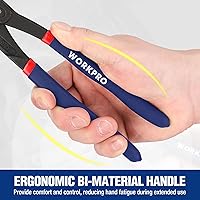 Vista 5 de WORKPRO Juego de 2 alicates para juntas ranuradas, alicates de bomba de agua ajustables rápidos de 7 y 10 pulgadas, alicates de lengüeta y ranura