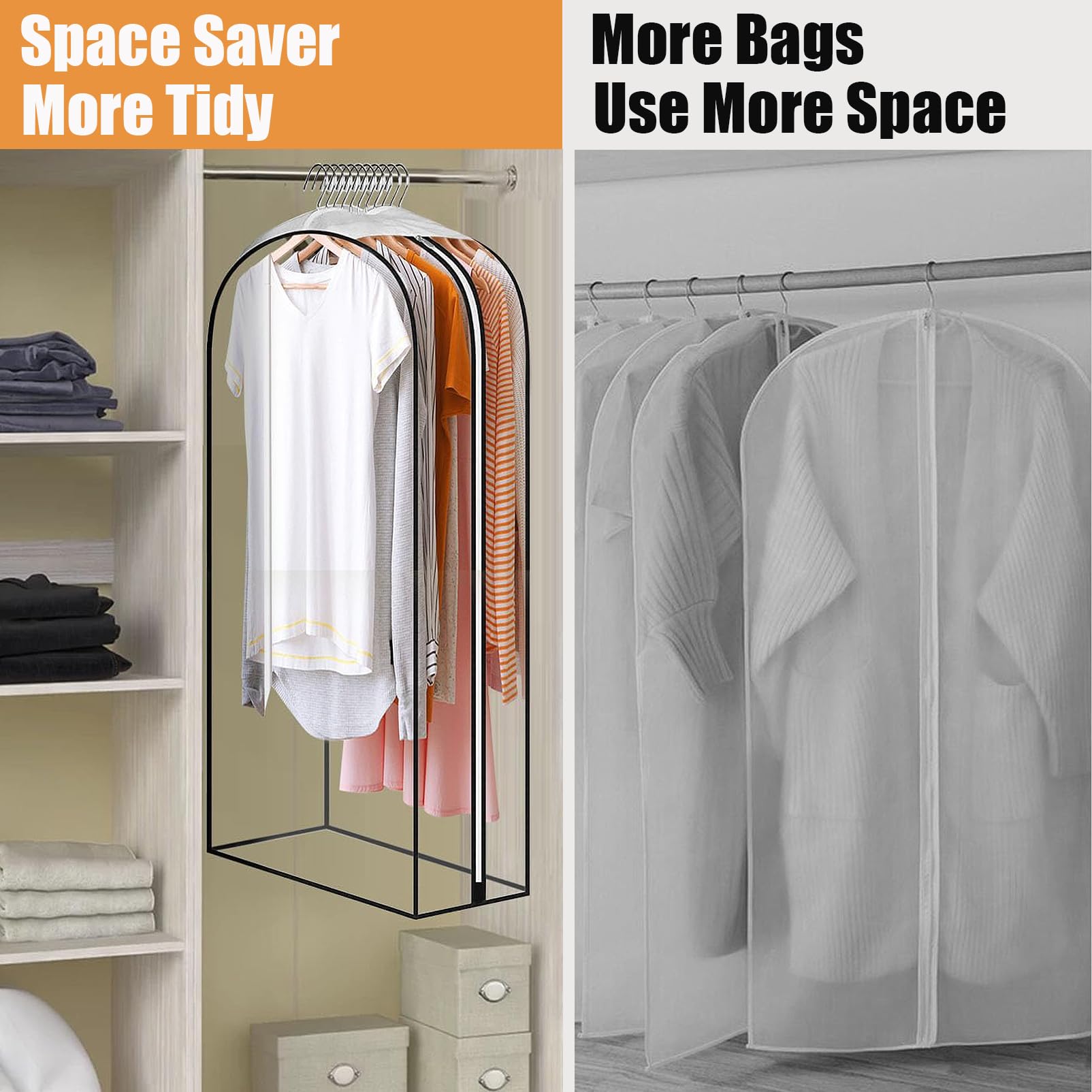 All Clear Garment Bags with Zipper for Hanging Clothes, 2Pack 10