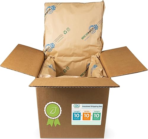 IDL Packaging Caja de envío aislada de 10 x 10 x 10 pulgadas, capacidad de 1.5 galones, paquete de 1 Incluye revestimientos de papel térmico