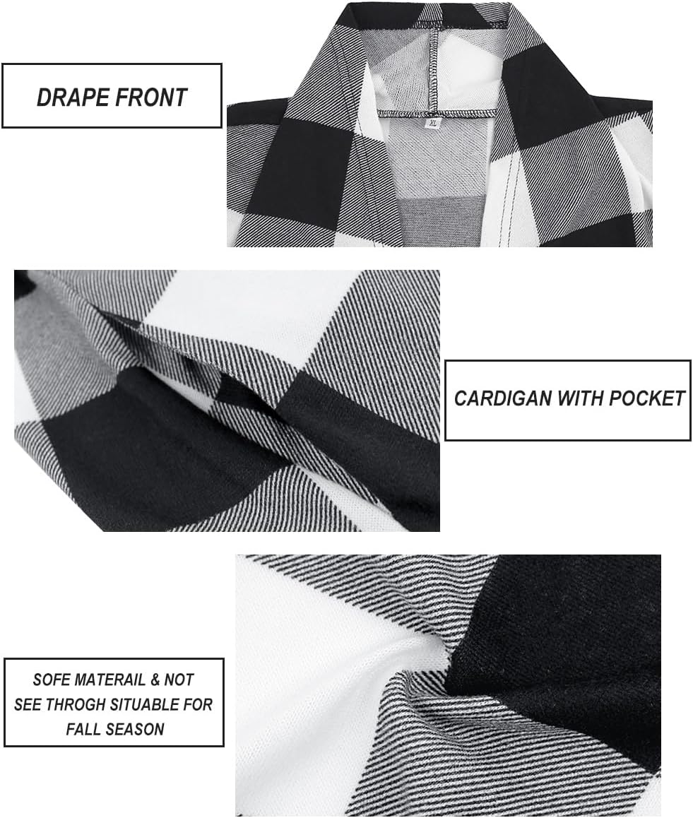 CARCOS Plus Size Cardigan for Women Solid Color/Star/Plaid/Striped Open Front Tops XL-5XL - Image 5