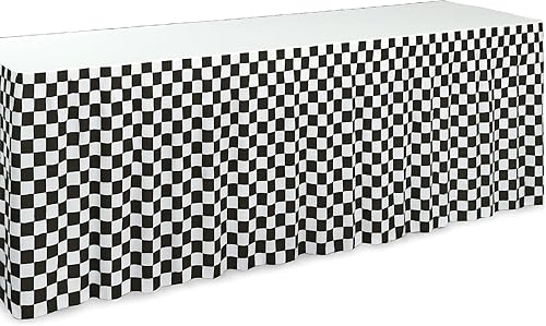 Miniatura 8 de Oojami Paquete de 4 faldas de mesa a cuadros en blanco y negro