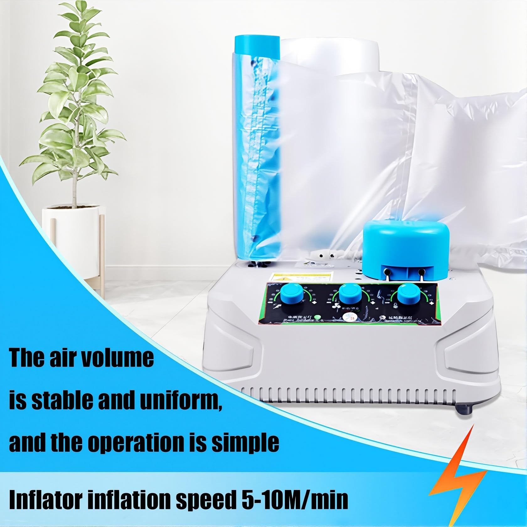 Tragbare Luftkissenmaschine, Luftkissenhersteller für Verpackung mit 5-10M/min Geschwindigkeit, Heißsiegelung Mini Inflator für Versand, Verpackung, Schutz Produkt