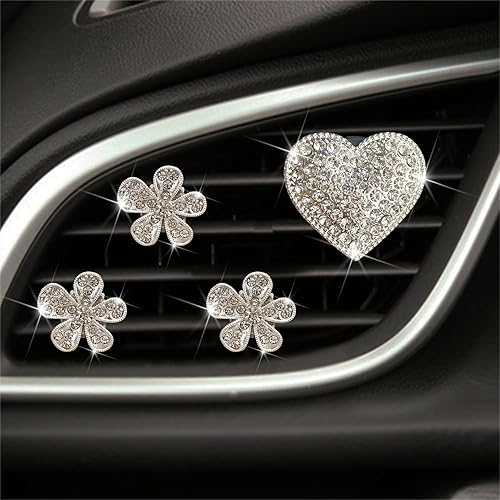 Miniatura 6 de 3 clips de ventilación, clips de ventilación brillantes en forma de corazón, difusor de automóvil, decoración interior de automóvil de diamante,