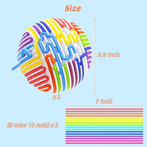 Miniatura 7 de 2 pelotas sensoriales para niños, tablero de actividades sensoriales con 16 cuerdas para estrés, ansiedad, TDAH y autismo, juguetes de terapia para