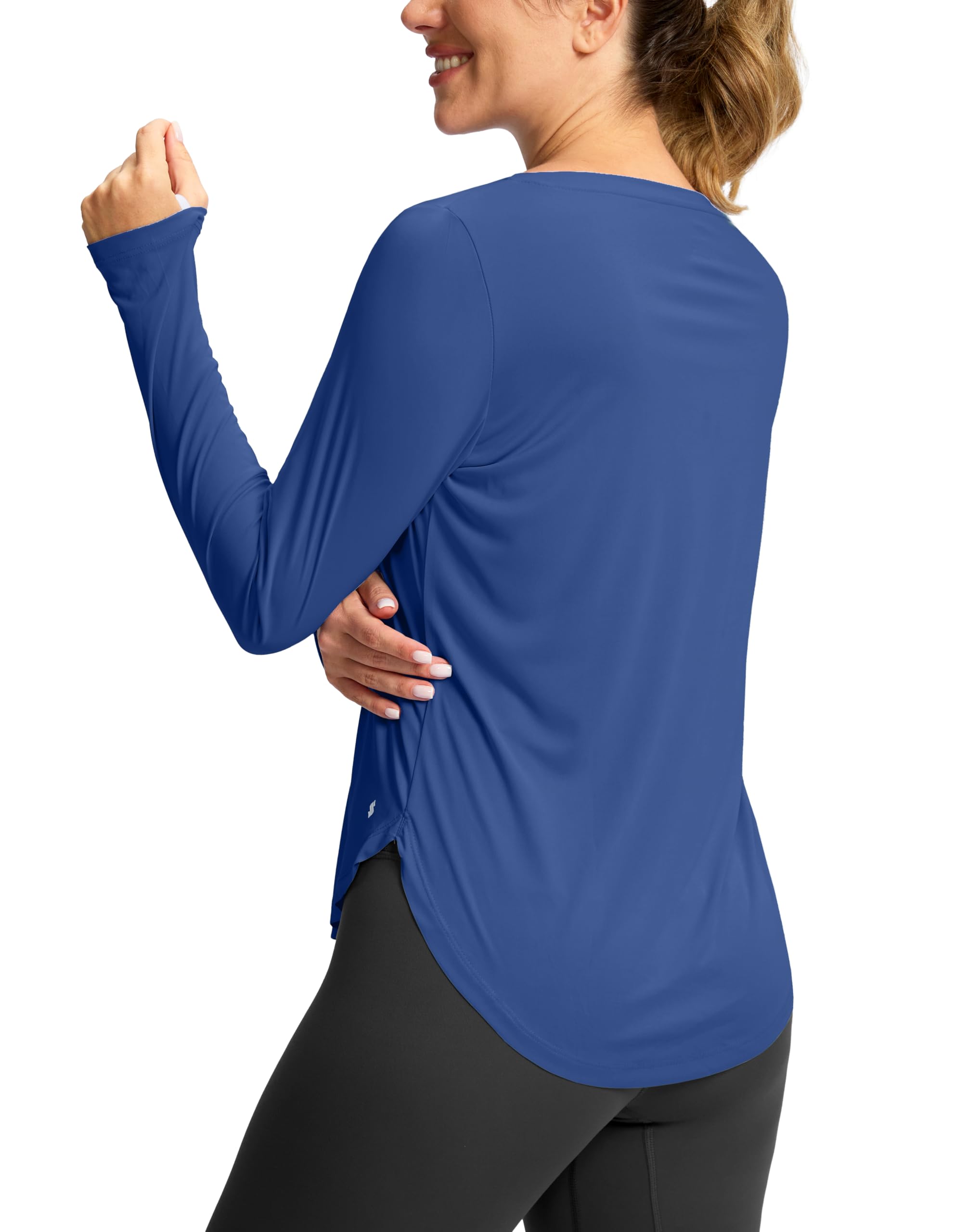 Soothfeel Women's Sun Shirts UPF 50+ UV Protection Lightweight Quick Dry SPF Long Sleeve Workout Hiking Tops Outdoor Clothing, Navy Blue, L