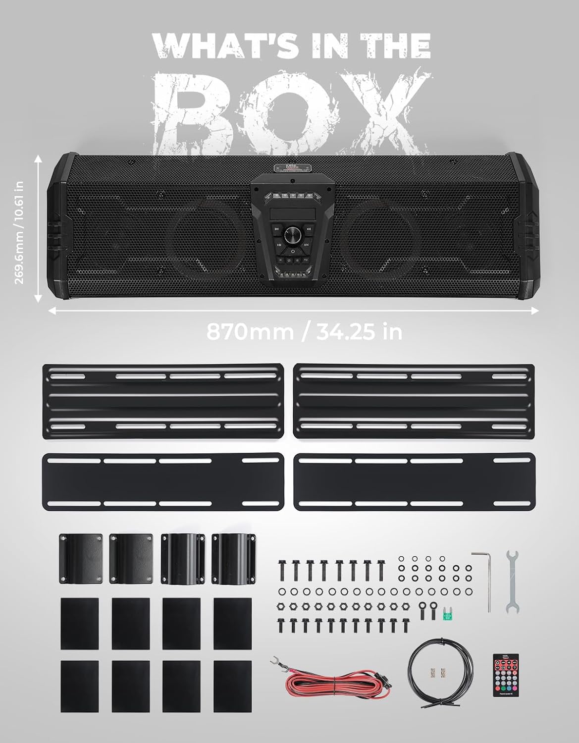 KEMIMOTO Midnight 90 UTV Sound System All-in-One, Deep Bass Dual Subwoofers w/FM Radio BT5.3, 800W Max, IP66 Waterproof Outdoor RGB Roof Audio Speakers Compatible with Maverick X3/ R, RZR, Flat Mount - Image 9