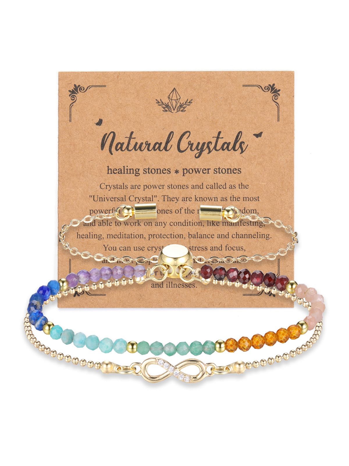 JSDDE Damen Perlenarmband mit Infinity Symbol Heilsteine Edelsteine Armband Talisman Glücksbringer spirituellen Schmuck für Damen Frauen