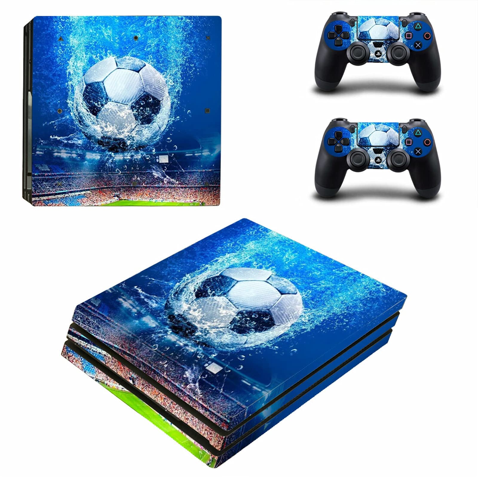 AXDNH PS4 Pro 4252 Console Controller Skin Stickers for PS4 Pro Football/Soccer Field Skin Protective Game Controller Blue
