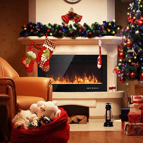 Miniatura 2 de Hysache - Chimenea eléctrica de 36 pulgadas, calentador de chimenea empotrado de 750 W1500 W con 9 colores de llama disponibles y 5 brillo, control