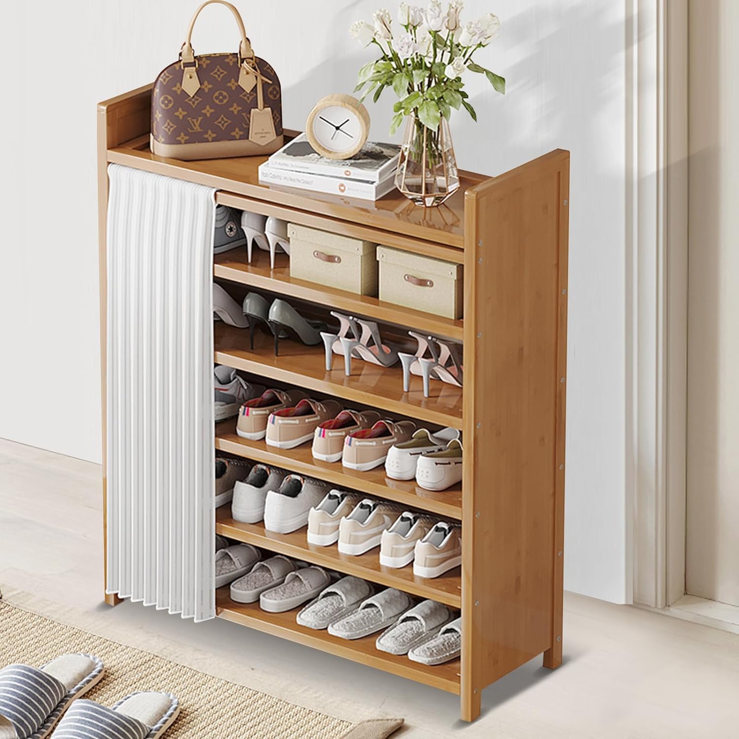 Gain de place pour entrée encombrée grâce à l'étagère à chaussures pliable 70 cm