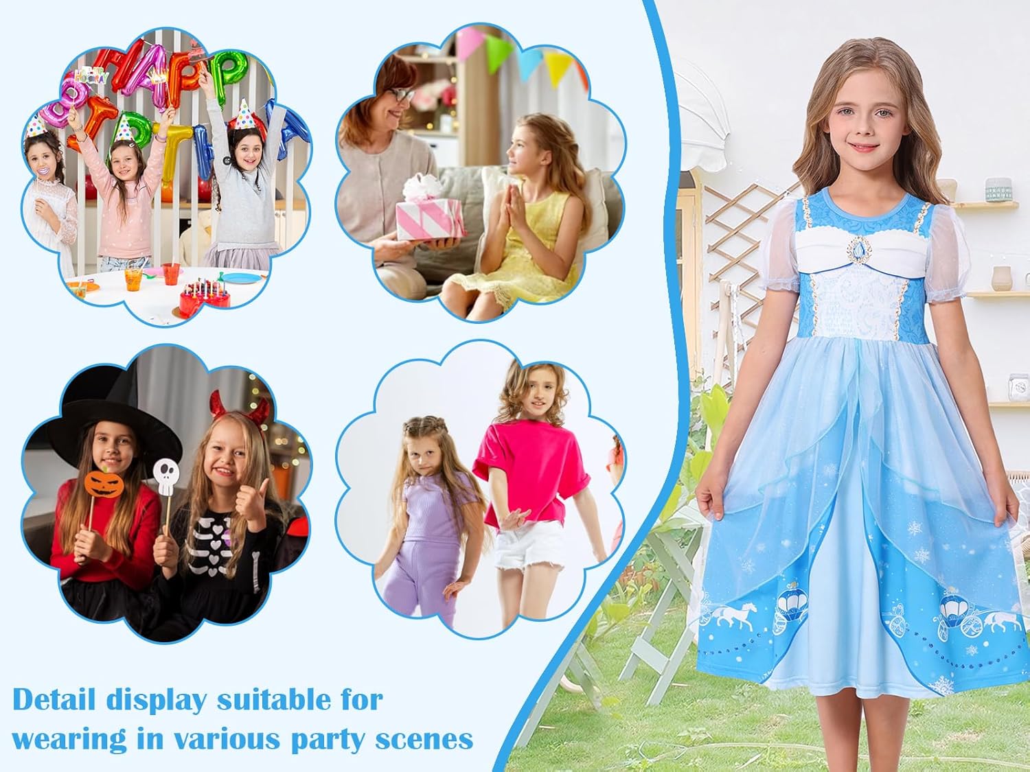Princess Dress up Clothes for Girls Birthday Fancy Party Halloween Costume Toddler Kids Princess Dresses - Image 6