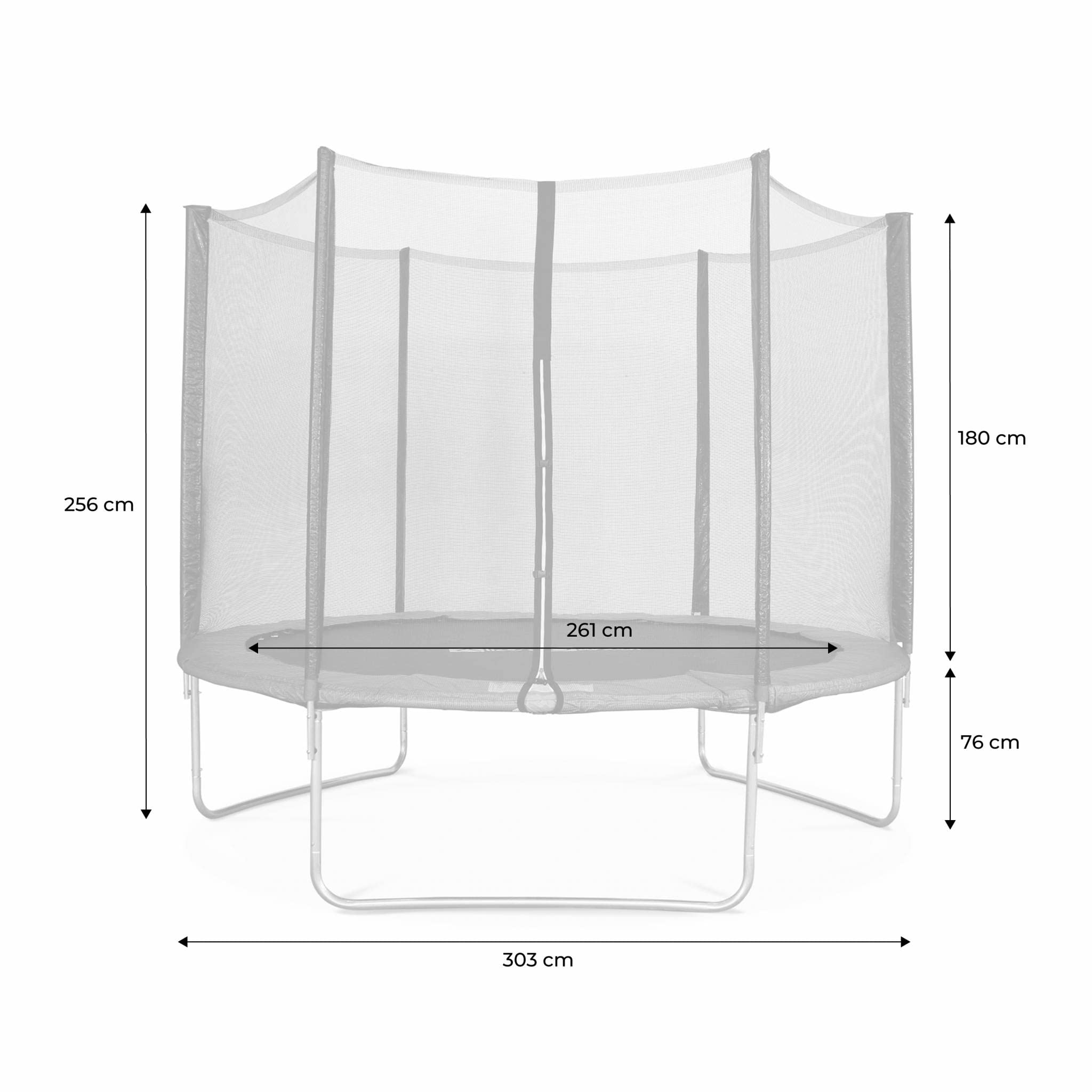 Alice's Garden - Trampoline Rond Ø 305cm Gris avec Son Filet de Protection - Mars - Trampoline de Jardin 3m 300 cm | Qualité Pro. | Normes EU. | Montage Facile.